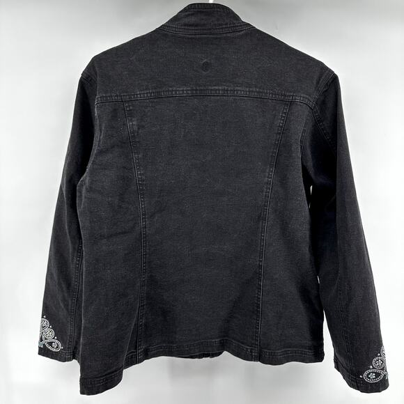 Vintage Christine Alexander Jean Jacket Swarovski Crystals Full Zip Black Large - Picture 5 of 5